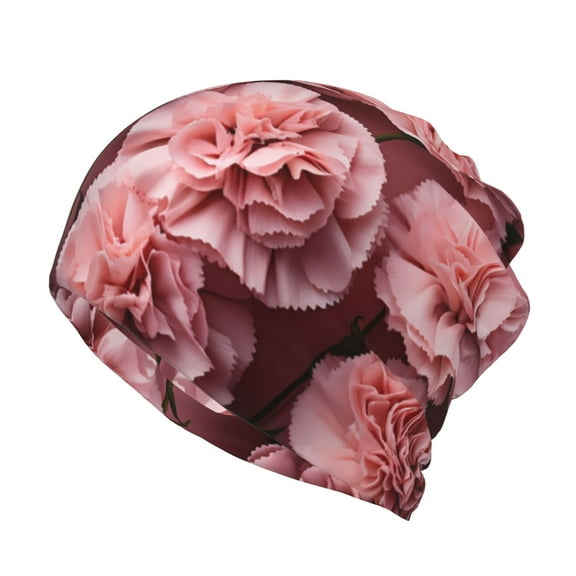 Vsdgher Delicate Pink Carnations Slouchy Beanie Hat for Men/Women, Skull Cap Chemo Cap Night Sleeping Cap