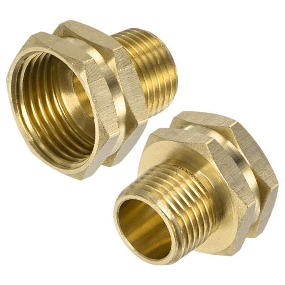 Uxcell 2-Pack 3/4" GHT Female to 1/2" NPT Male Hose Adapter, Brass Garden Hose Fittings Connector for Faucet/Water Pipe