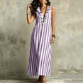 thumbnail image 3 of zbxnLI Striped Maxi Dress for Women Ruffle V Neck Sleeveless Tank Dresses Loose Casual Vacation Long Sundress, 3 of 6