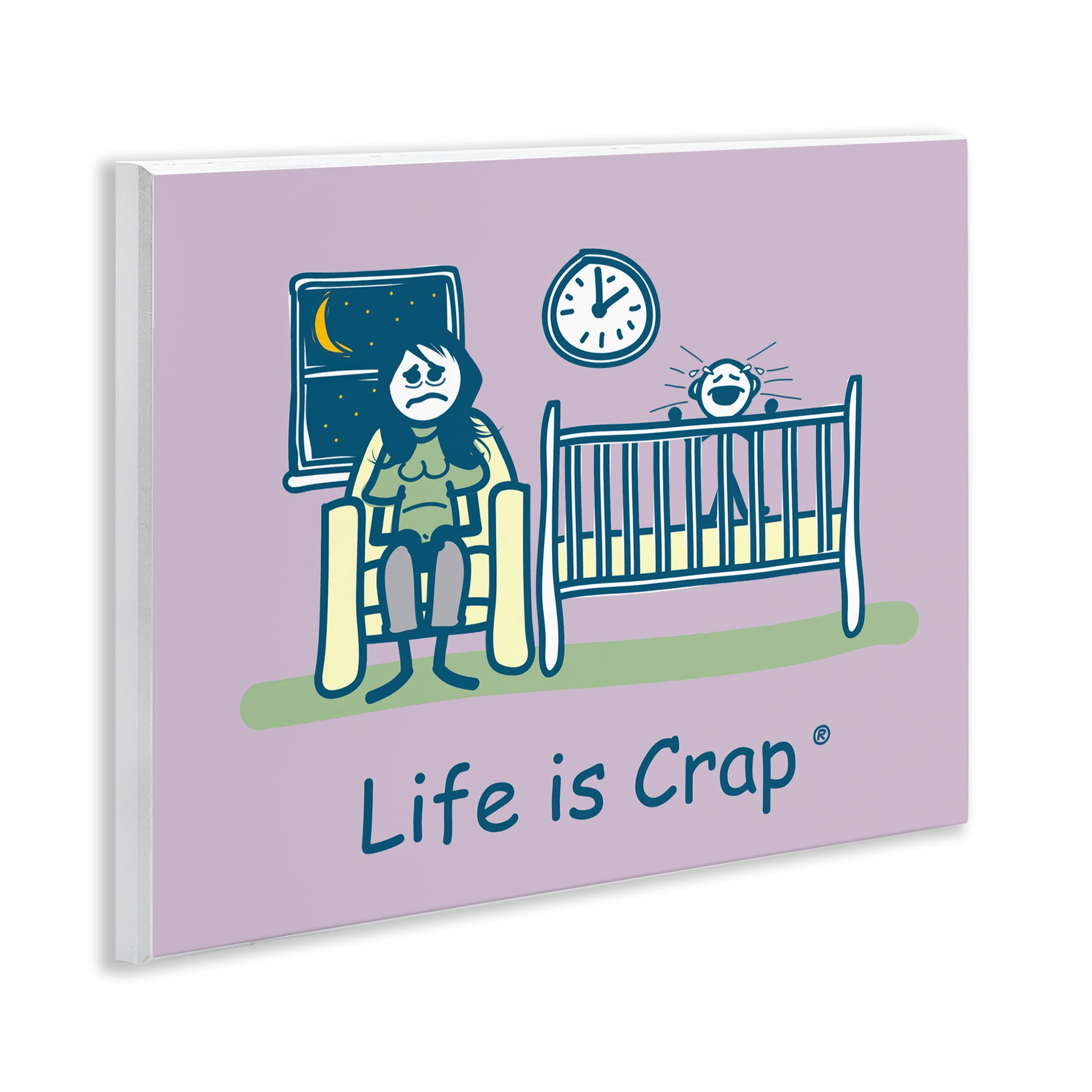 Stupell Industries Awake with Crying Baby Novelty & Humor Painting Unframed Art Print Wall Art, 14 x 11