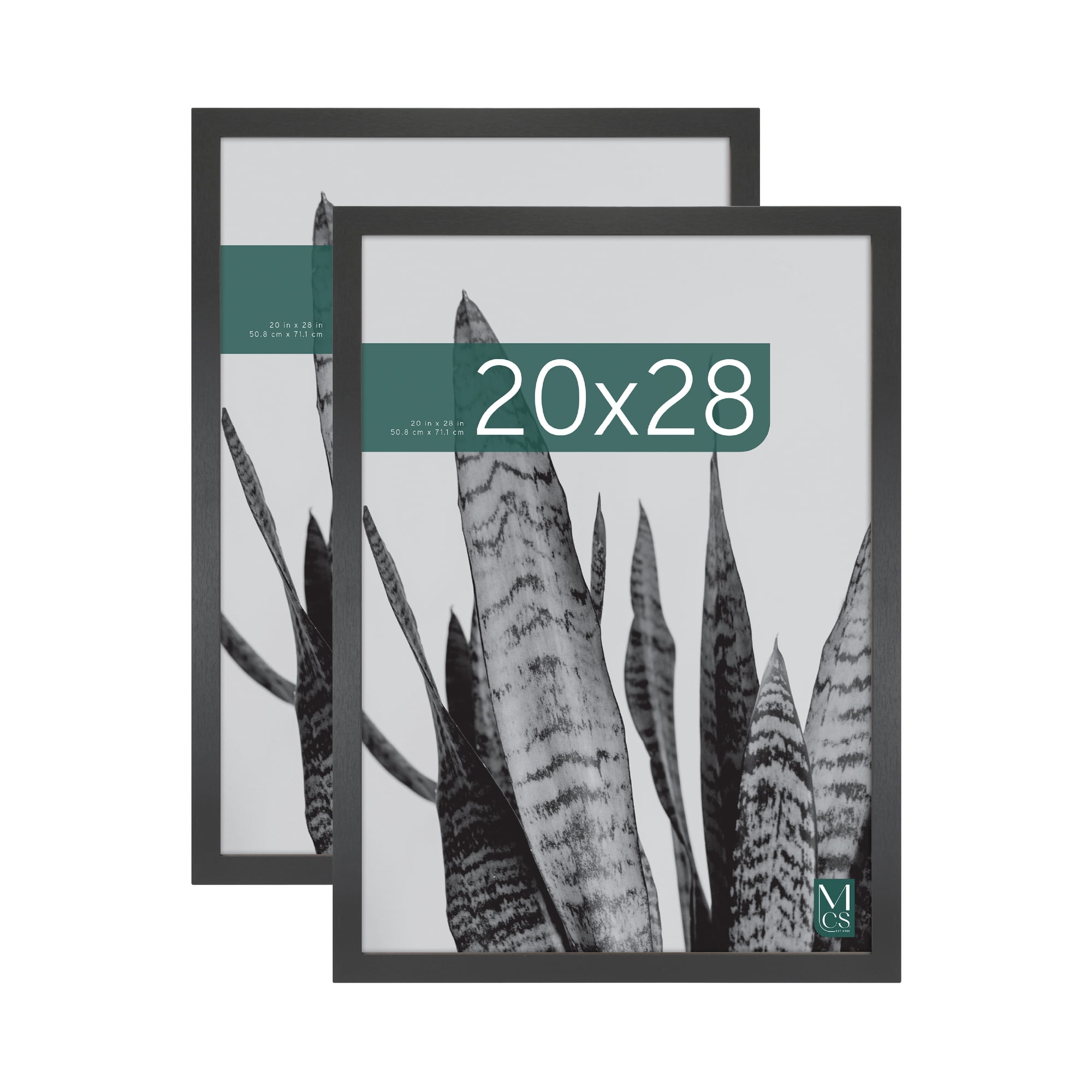 MCS Studio Gallery 20x28 Poster Frame Black Woodgrain Engineered Wood Vertical & Horizontal Wall Hanging Large Picture Frame for Photos Posters & Art Prints (2-Pack)