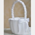 thumbnail image 2 of Cesta de satén blanco con lazo para la ceremonia de boda de la niña de las flores, 2 of 6