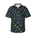 thumbnail image 2 of Xecao Mardi Gras Strings of Beads print Hawaiian shirt - a stylish short-sleeve button-down for men, perfect for casual beach and tropical outings., 2 of 9