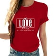 thumbnail image 4 of Penkiiy T-Shirt Graphique Cœur pour Femmes, Col en V, Saint-Valentin, Couple Assorti, Manches Courtes, Cadeau, Rouge, 4 of 7