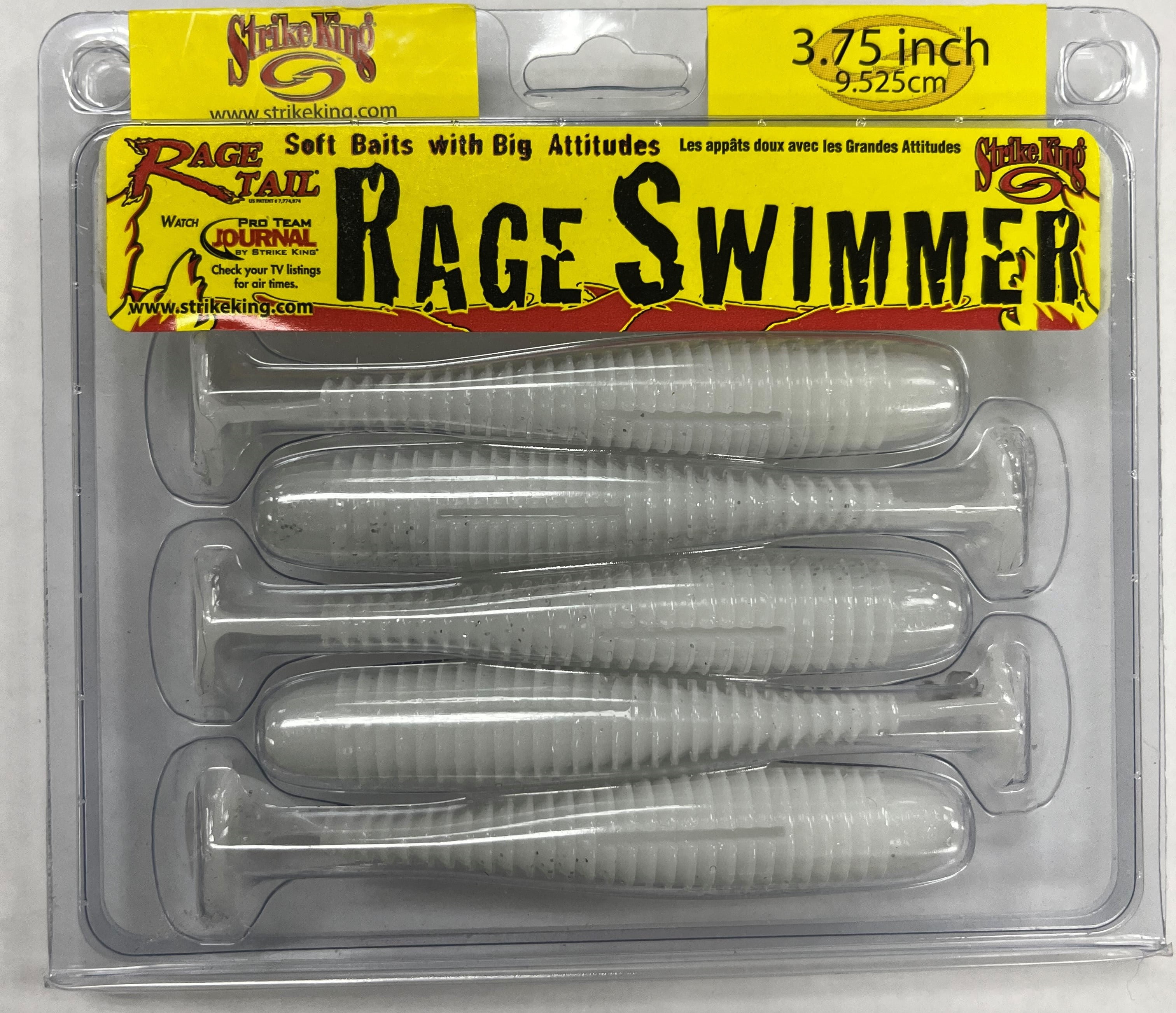 (2 pack) Strike King Rage Swimmer 3 3/4" Pearl Flash Soft Bait Lure