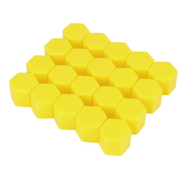 20Pcs Cubiertas Cubo Tuerca Rueda Coche Silicona Amarilla, Tapas Anti-polvo 21mm