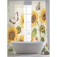 thumbnail image 5 of Farm Sunflowers Sheer Curtains 96 Inch Length 2 Panels Set Window Treatments, Retro Flowers Butterfly Botanical Beige Rod Pocket Semi Curtains for Living Room/Bedroom/Kitchen Décor, 104"W x 96"L, 5 of 7