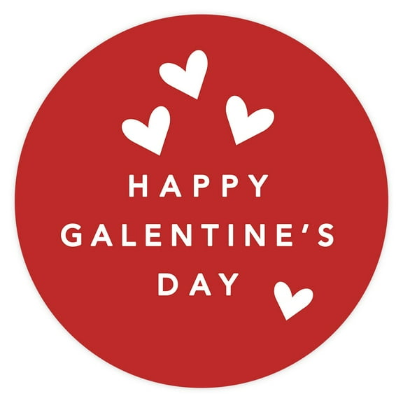 Galentine Gang Stickers, Red & White Happy Galentine's Day with Hearts, Party Favors, 40-Pack