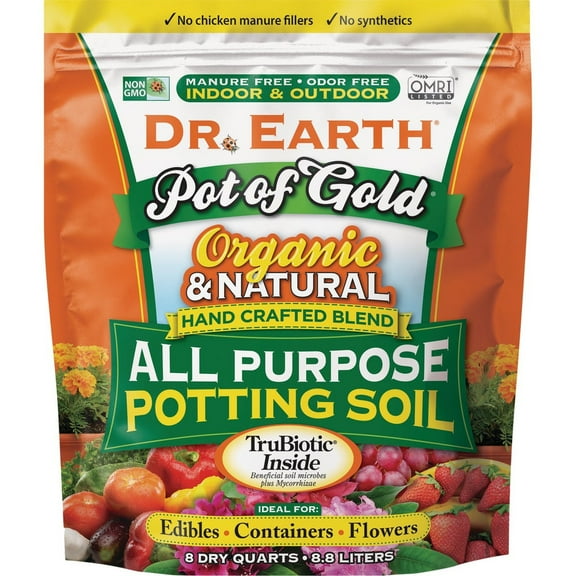 Dr. Earth Pot of Gold 8 Qt. 1-3 Lb. All Purpose Container Potting Soil 813 813 724152