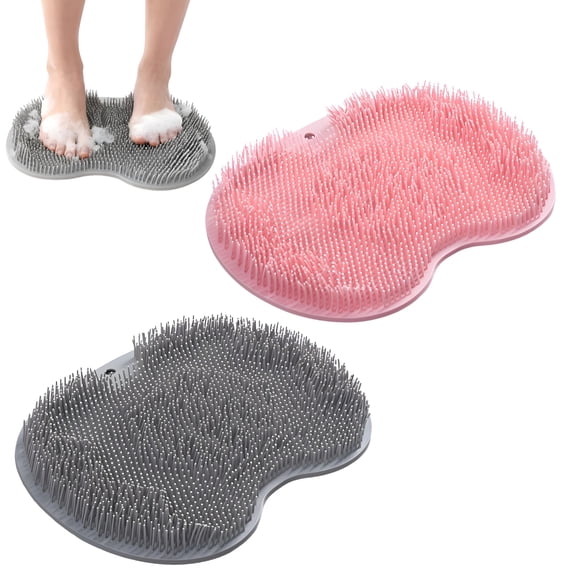 ACDANC 2Pcs Silicone Back Scrubber for Shower,Foot Scrubber in Shower with Powerful Suction Cup,Anti-Slip Foot Brush for Shower Foot Scrubber Mat,8.3X11.4",Mixcolor