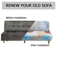 thumbnail image 4 of Dowbom Armless Futon Slipcover,Stretch Foldable Sofa Bed Slipcover Protector Anti-Dust Removable Washable Spandex Printed Futon Cover for Living Room Bedroom Decoration-medium(160-190cm)-H, 4 of 7