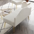 thumbnail image 3 of 46.5 Inch Pleated Velvet Upholstered Bench, Modern Tufted Dining Bench Loveseat Couch with Backrest and Metal Legs, Padded Bed End Bench Chair for Entryway Living Room Bedroom, Beige, 3 of 5