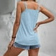 thumbnail image 3 of Playeras,Blusas y Tops,Ropa para Mujer Mujeres camisetas sin mangas Dressy Casual Mujeres Verano Casual Color sólido Cuello en V Chaleco Camisola Camiseta Top (Blue, XXL), 3 of 6
