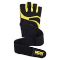 thumbnail image 6 of Weightlifting Gloves with Integrated Wrist Wrap Support Half Finger Body Building Gym Glove Yellow X-Large, 6 of 6