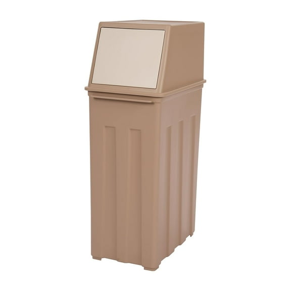 8 Gallon Trash Can with Hinged Flap Cover, Large Capacity 30L Rubbish Bin, 11.8" x 7.5" x 24.6" Covered Side Opening Trash Can, Indoor/Outdoor Swing Door Waste Basket for Home Kitchen (Light Coffee)