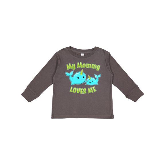 Inktastic My Mommy loves me- cute narwhal Boys or Girls Long Sleeve Toddler T-Shirt