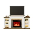 thumbnail image 5 of LGHM 71" Electric Fireplace TV Stand with Mantel, Farmhouse Entertainment Center for TVs up to 80" with  LED Light, White & Brown, 5 of 8