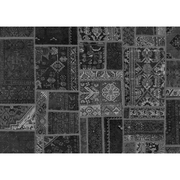 Ahgly Company Indoor Rectangle Patchwork Gray Transitional Area Rugs, 5' x 7'