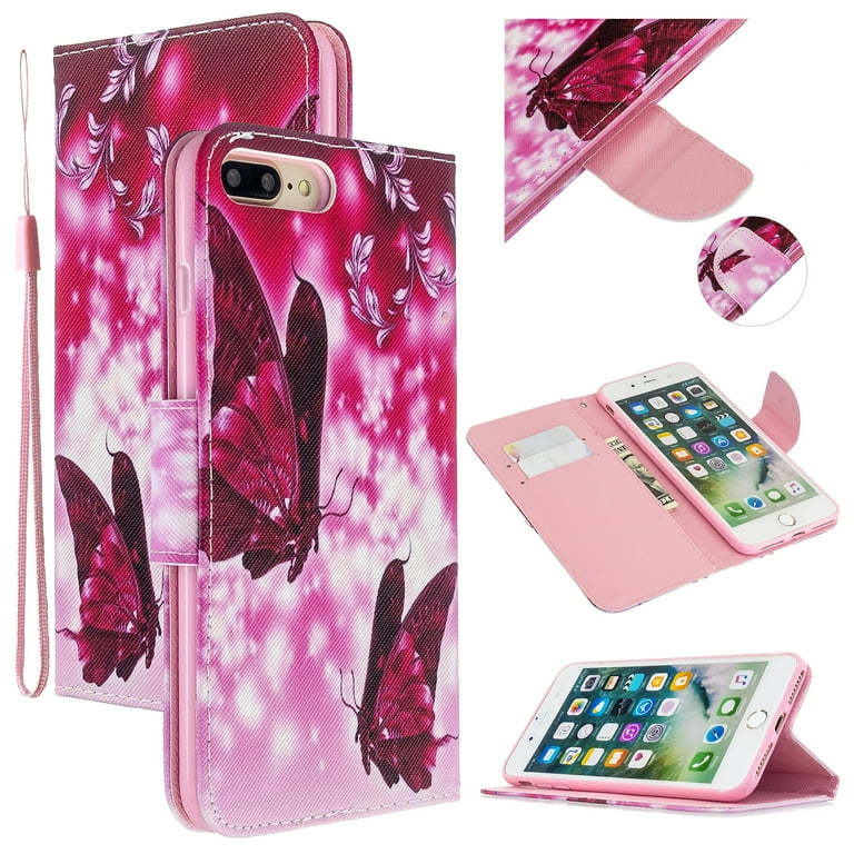 Iphone 8 Plus Case Iphone 7 Plus Case Allytech Pu Leather Colorful Pattern Case For Girls Women Cards Slots Kickstand Protective Wallet Case Cover For Apple Iphone 8 Plus Iphone 7 Plus Butterfly Walmart Com