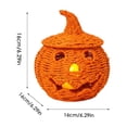 thumbnail image 2 of THOPBPRK Halloween Seagrass & Metal Pumpkin Basket - 10.2" Handcrafted Woven Jack O' Lantern with Witch Hat Lid, Spooky Halloween Woven Pumpkin Lamp for Home Decor, Fall & Festive Parties, 2 of 7