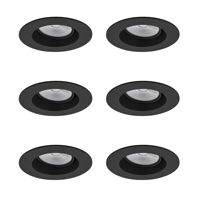 Plafonnier Encastré Rétroéclairé Rond de 6 Pouces à DEL Noir - 4000K Blanc Froid - Lot de 6