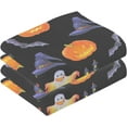 thumbnail image 2 of GZHJMY Halloween Ghost Bat Hand Towel Cotton Soft Absorbent Bath Hand Towels Decor, Multipurpose for Kitchen, Hotel, Spa, Yoga, Gym, Set of 2, 2 of 7