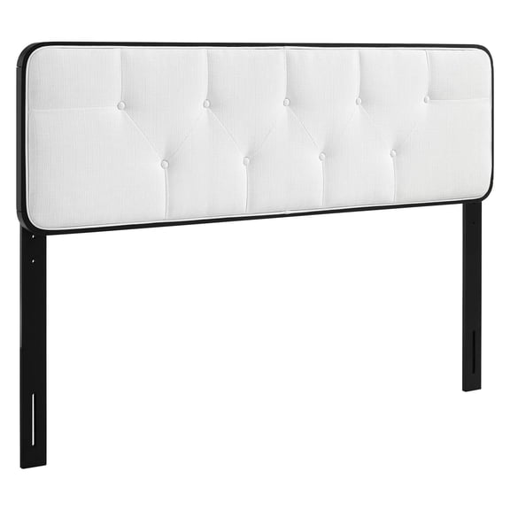 Modway Collins Fabric Button Tufted King Headboard in Black and White