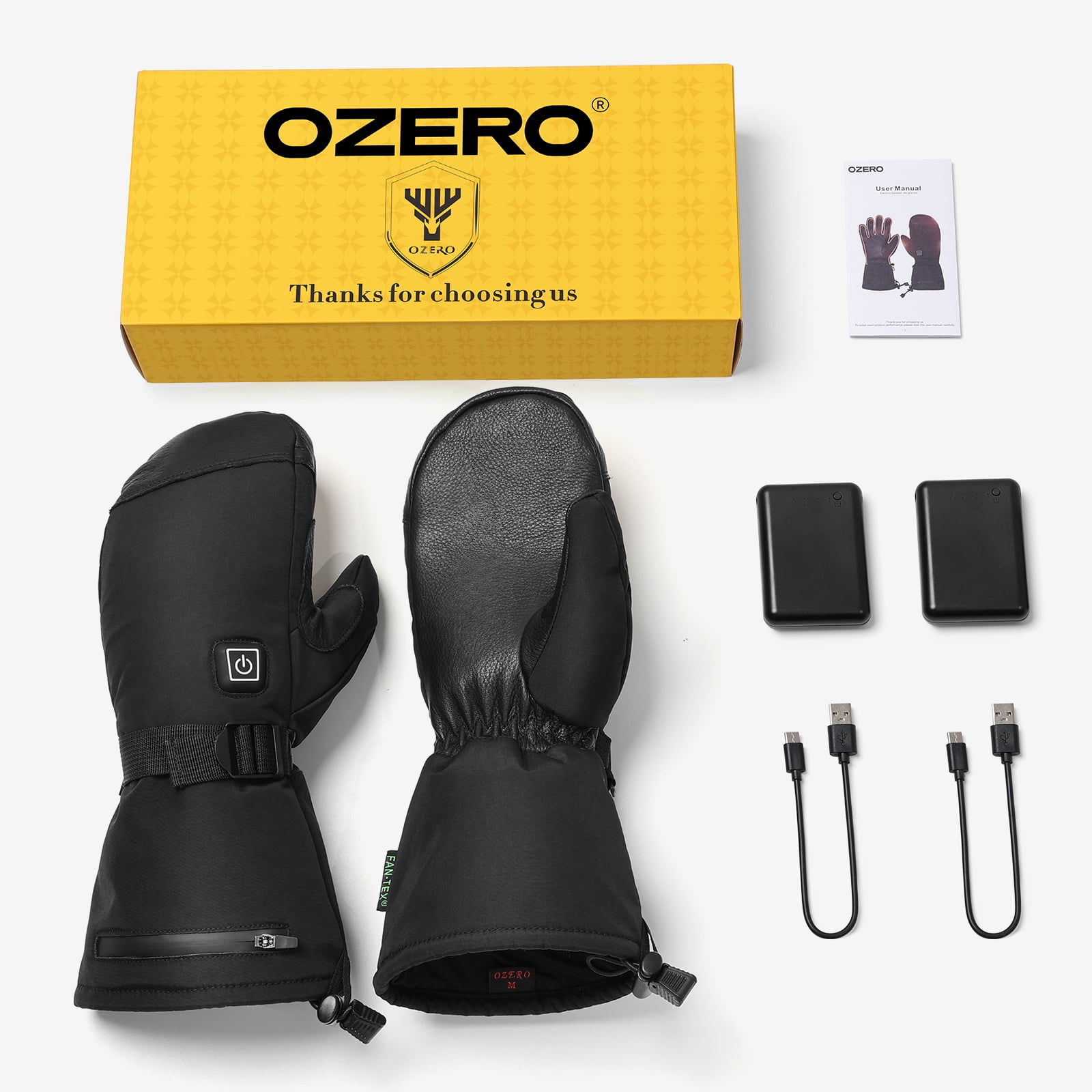 OZERO Heated Gloves Mittens for Men Women: 6000mAh Rechargeable Electric Heating Gloves for Skiing, Hunting, Fishing