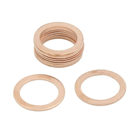 

16mm Inner Dia Copper Washers Flat Car Sealing Gaskets Rings 10pcs