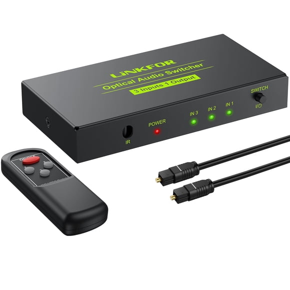 Conmutador de Audio Óptico LiNKFOR 3x1 con Cable para PS3, Blu-Ray