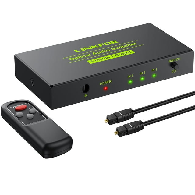 Conmutador de Audio Óptico LiNKFOR 3x1 con Cable para PS3, Blu-Ray