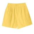 thumbnail image 4 of Summer Shorts for Women Summer Solid Wide Leg Mid Thigh Shorts with Pocket Casual Beach Shorts Breathable Lightweight Home Wear Active Shorts for Women Yellow XL, 4 of 4