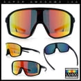 thumbnail image 2 of Mens Oversized Shield Color Mirror Sport Wrap Plastic MTB Rectangle Sunglasses Black - Orange Mirror, 2 of 7