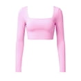 thumbnail image 7 of Abomasnow Workout Sets for Women 2 Piece Square Neck Long Sleeve Crop Tops High Waist Biker Shorts Gym Sets, 7 of 7
