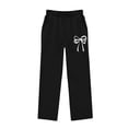 thumbnail image 5 of ITSAME Girls Wide Leg Sweatpants Bow Print High Waisted Loose Fit Fall Winter Casual Trousers with Pockets Size 9, 5 of 6