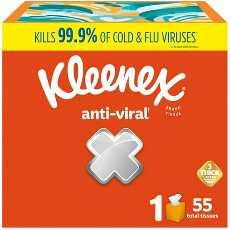 Kleenex Anti-Viral Facial Tissues, 1 Cube Box