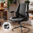 thumbnail image 3 of HomeZeer PU Leather Office Desk Chair, Quiet Roller Casters, Adjustable Height & Padded Arms, Vintage Executive Desk Chair for Home Office, Black, 3 of 10