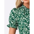 thumbnail image 5 of DARING DIVA Ruffle Floral Bow Tie Chiffon Puff Fit & Flare Dress L Green White, 5 of 6