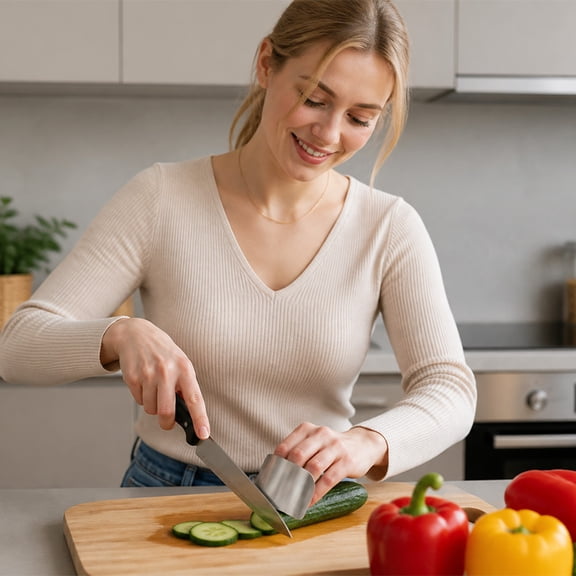 Stainless Steel Finger Guard, Adjustable Kitchen Cut Protection Shield, Reusable Metal Safety Protector for Vegetable Chopping, Fruit Slicing, Meat Dicing, Knife Skills & Meal Preparation