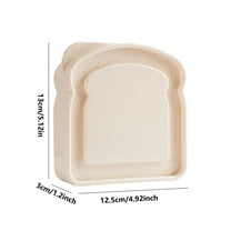 Beautynvta Sandwich Containers, Toast Shape Food Storage Sandwich Container with Lid, Reusable Plastic Sandwich Lunch Box for Adults, Beige