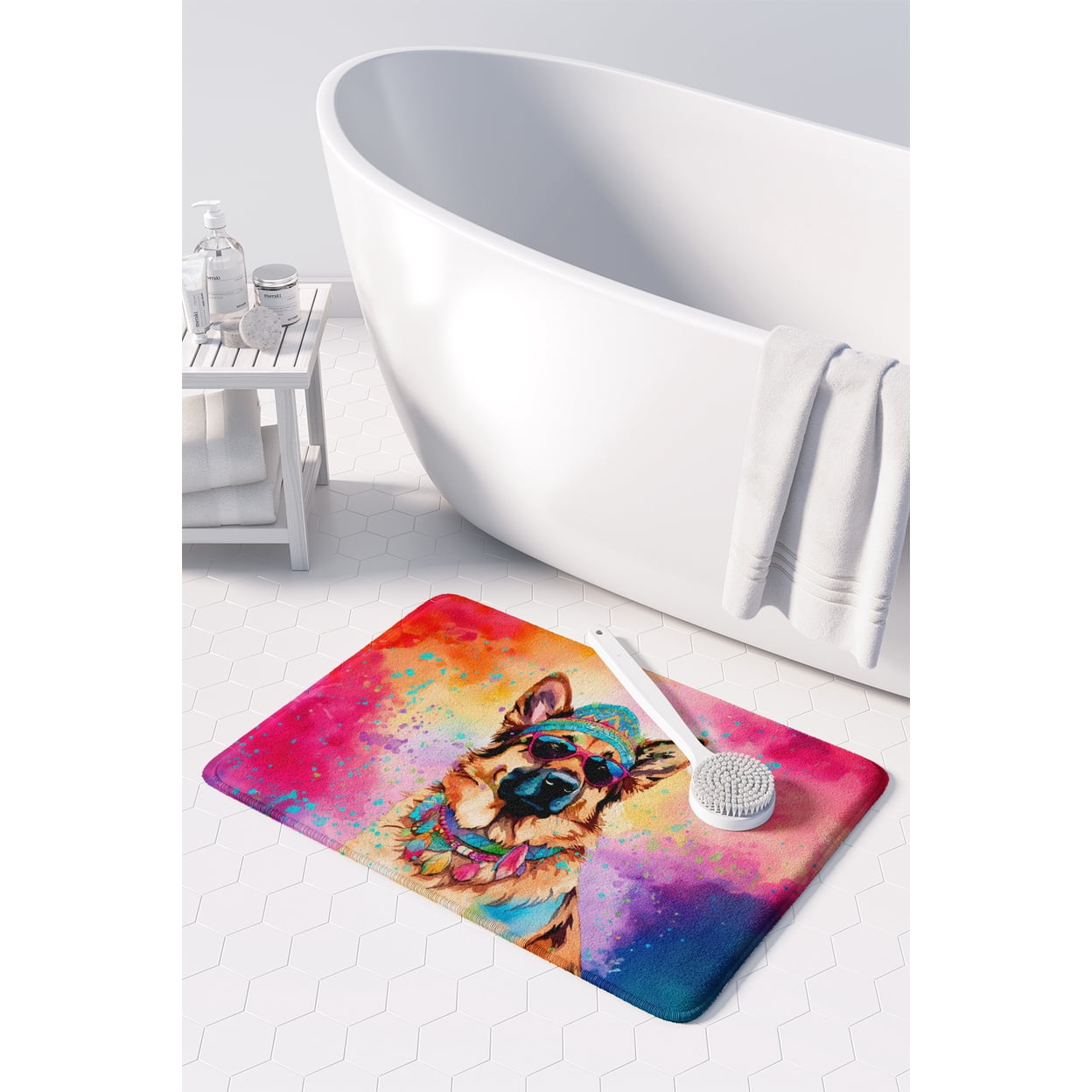 Carolines Treasures DAC2511RUG 19 x 27 in. German Shepherd Hippie Dawg Memory Foam Kitchen Mat