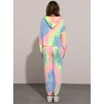thumbnail image 4 of DARING DIVA Women's 2 Piece Tie Dye Hoodie Drawstring Sports Outfit XS Yellow Blue, 4 of 7