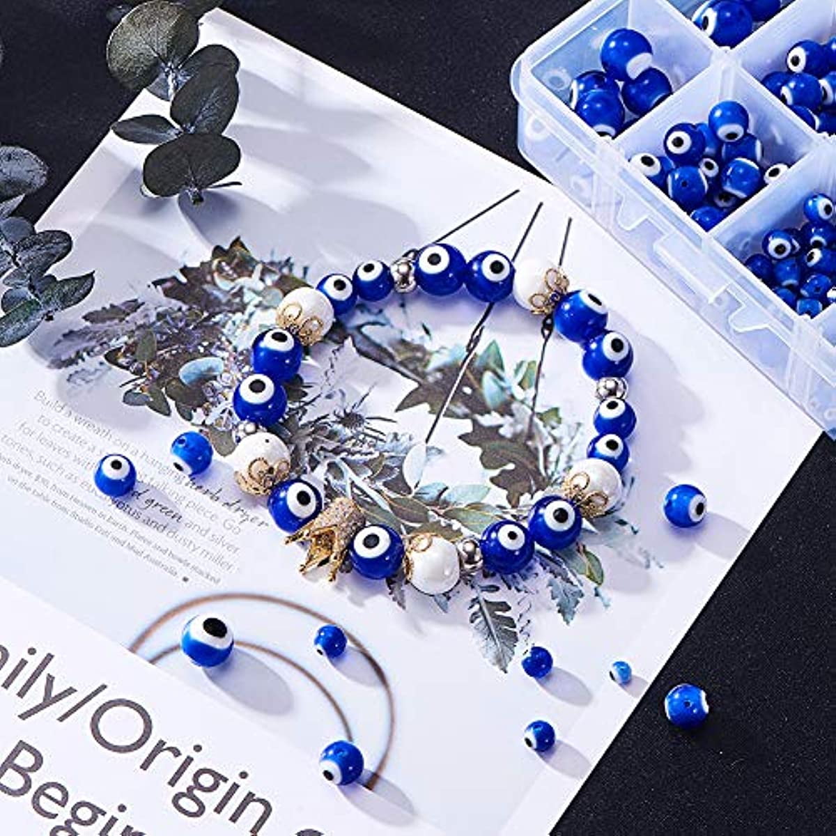FAMLEAF Evil Eye Beads, Flat Evil Eye Beads, Turkish Handmade Beads, Flat  Round Glass Spacer Beads for Jewelry Making