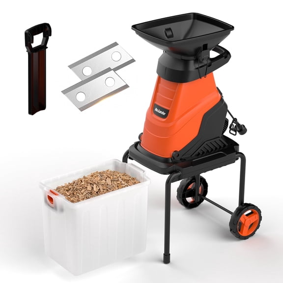 MAXLANDER 15-Amp 120V Heavy-Duty Electric Wood Chipper with 1.2-Bushel Bin