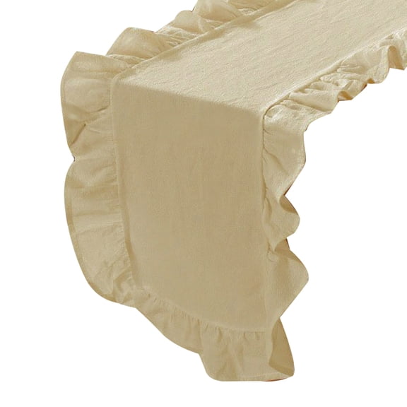 mdesiwst Ruffled Table Runner Scalloped Edge Rustic Table Runner Washable Farmhouse Style Table Runner for Dining Table Wedding Bride Shower Party Decoration