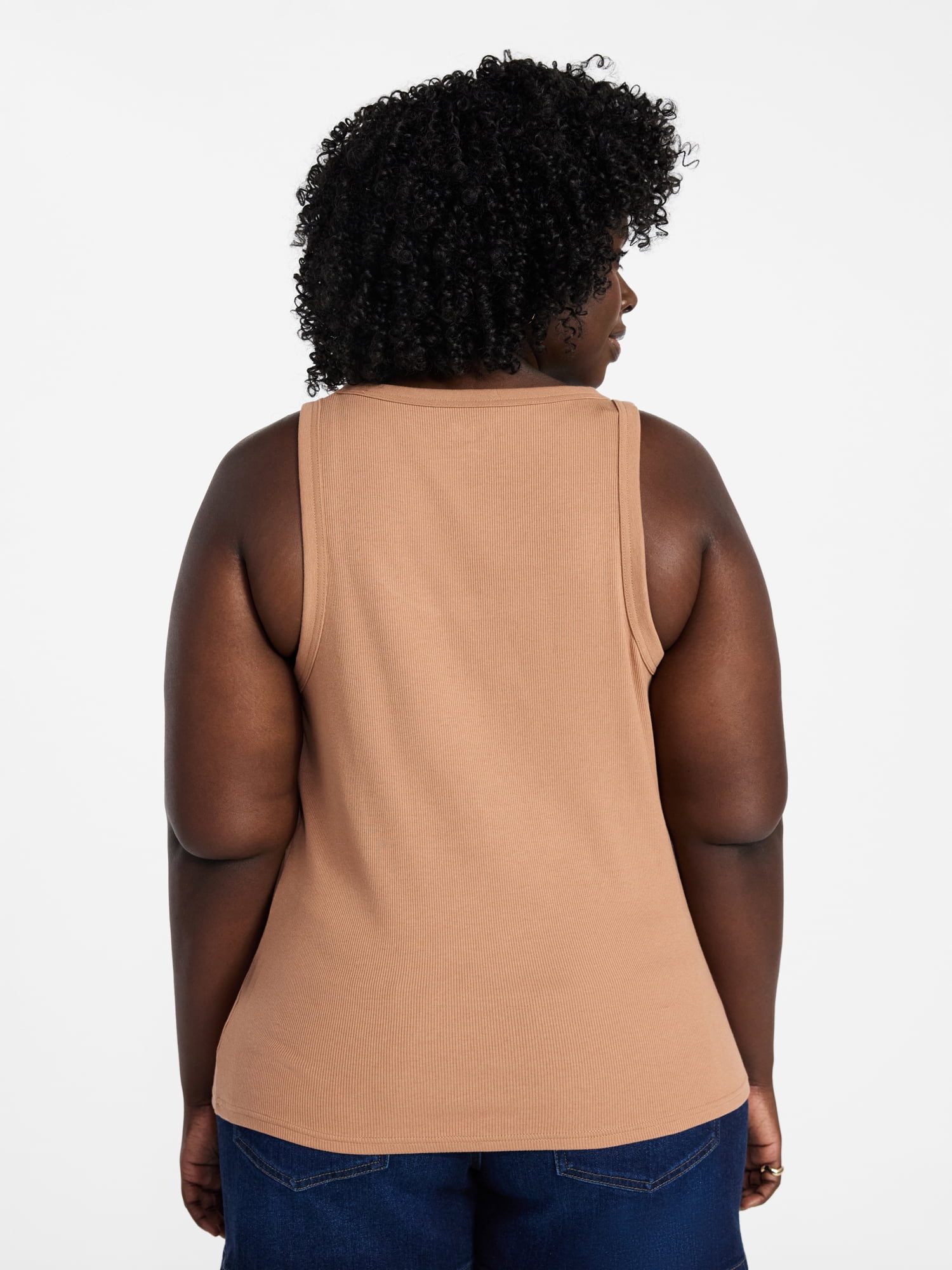 Terra & Sky Women's Plus Sleeveless Ribbed Scoop Neck Tank Top, Sizes 0X-5X