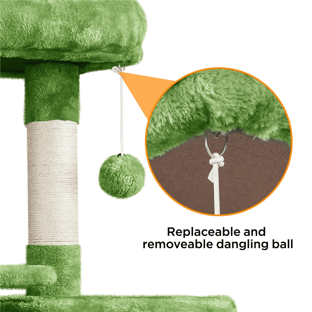 Yaheetech 62.6 Inch Multilevel Cat Tree with Hammock and 7 Scratching Posts, Green