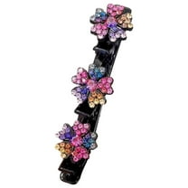 Pompotops Sparkling Crystal Stone Braided Hair Clips for Women Girls Colorful Rhinestone Chopped Hairpin Duckbill Clip Hair Accessories