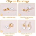 thumbnail image 4 of 6 Pairs Pearl Clip on Earrings Cute Imitation Pearl Dangle Earrings Half Round Teardrop Heart Earrings Non Pierced Gold Plated White Pearl Earrings Wedding Bridal Earrings for Woman White DIY, 4 of 7