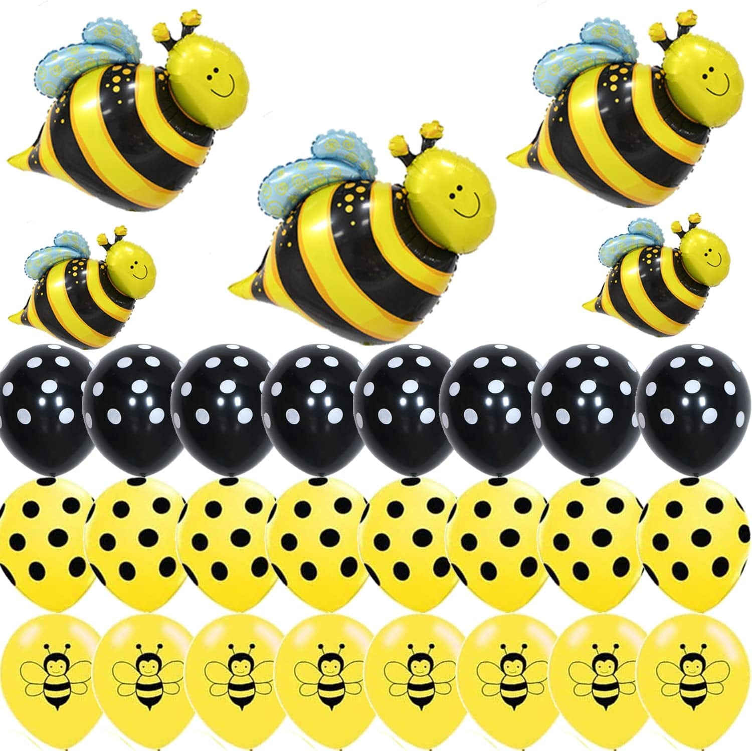 35 Pieces, Honey Bee Balloons Set Big, 32 Inch Bumble Bee Balloons for Bee Birthday Party